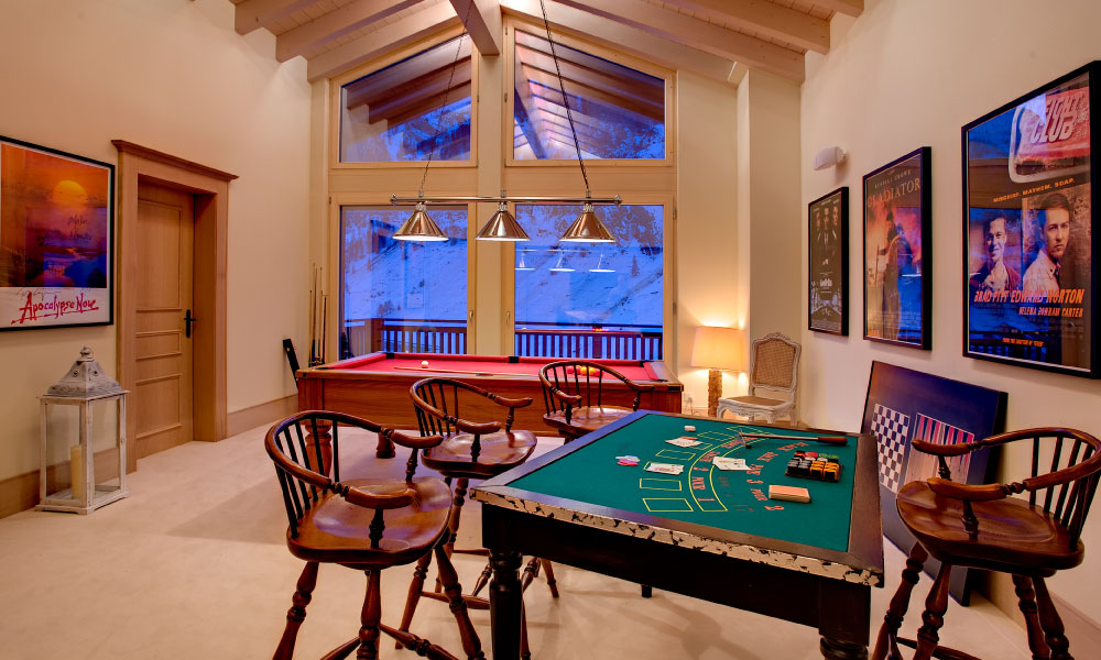 Games room at Chalet Grace in Zermatt