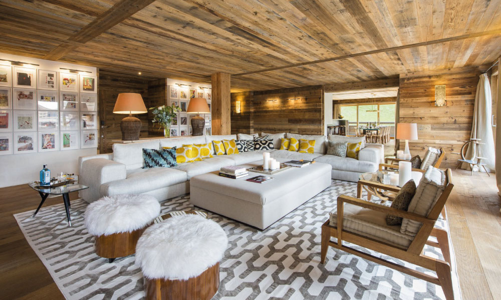 Living room at Place Blanche - luxury ski chalet in Verbier